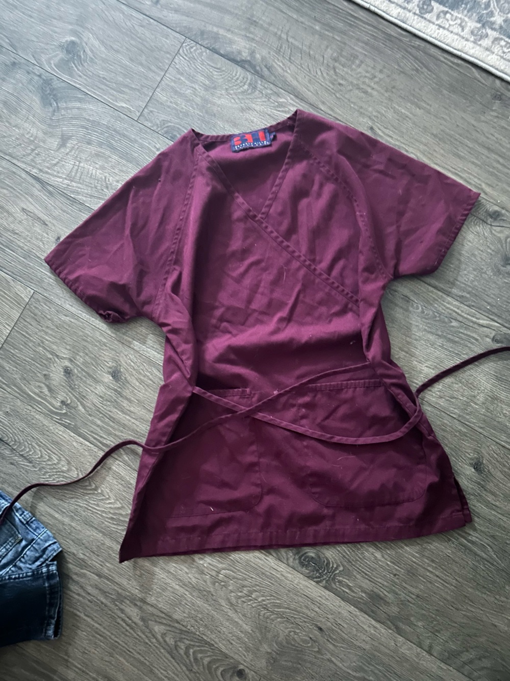 Women's Burgundy Wrap Scrub Top